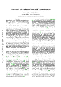 Event-related data conditioning for acoustic event classification