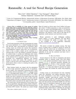 Ratatouille: A tool for Novel Recipe Generation