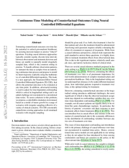 Continuous-Time Modeling of Counterfactual Outcomes Using Neural
  Controlled Differential Equations