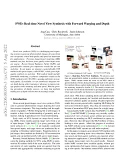 FWD: Real-time Novel View Synthesis with Forward Warping and Depth