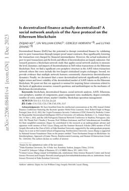 Is decentralized finance actually decentralized? A social network
  analysis of the Aave protocol on the Ethereum blockchain