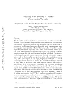 Predicting Hate Intensity of Twitter Conversation Threads