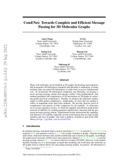 ComENet: Towards Complete and Efficient Message Passing for 3D Molecular
  Graphs