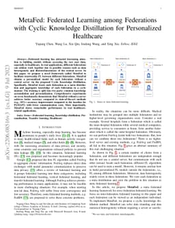 MetaFed: Federated Learning among Federations with Cyclic Knowledge
  Distillation for Personalized Healthcare