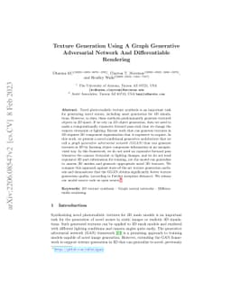 Texture Generation Using A Graph Generative Adversarial Network And
  Differentiable Rendering