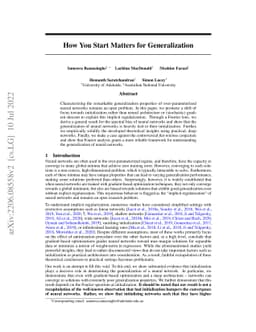 How You Start Matters for Generalization