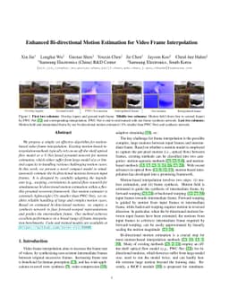 Enhanced Bi-directional Motion Estimation for Video Frame Interpolation