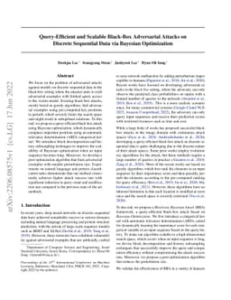 Query-Efficient and Scalable Black-Box Adversarial Attacks on Discrete
  Sequential Data via Bayesian Optimization