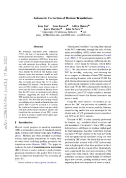 Automatic Correction of Human Translations