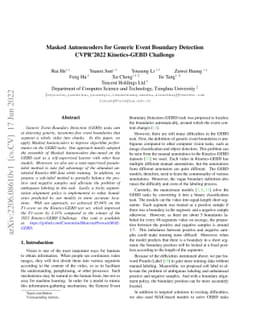 Masked Autoencoders for Generic Event Boundary Detection CVPR'2022
  Kinetics-GEBD Challenge