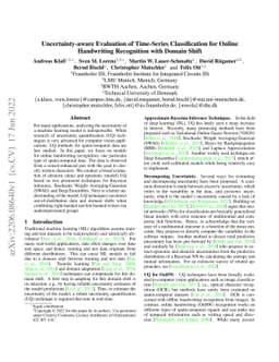 Uncertainty-aware Evaluation of Time-Series Classification for Online
  Handwriting Recognition with Domain Shift