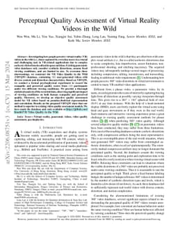Perceptual Quality Assessment of Virtual Reality Videos in the Wild