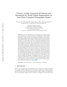 CTooth: A Fully Annotated 3D Dataset and Benchmark for Tooth Volume
  Segmentation on Cone Beam Computed Tomography Images