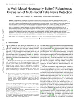 Is Multi-Modal Necessarily Better? Robustness Evaluation of Multi-modal
  Fake News Detection