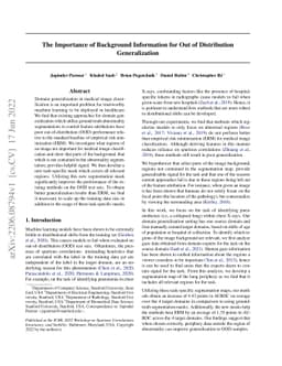 The Importance of Background Information for Out of Distribution
  Generalization