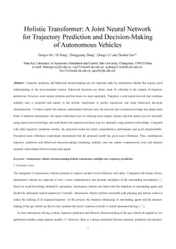 Holistic Transformer: A Joint Neural Network for Trajectory Prediction
  and Decision-Making of Autonomous Vehicles