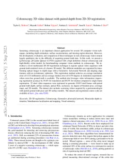 Colonoscopy 3D Video Dataset with Paired Depth from 2D-3D Registration