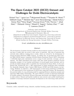 The Open Catalyst 2022 (OC22) Dataset and Challenges for Oxide
  Electrocatalysts
