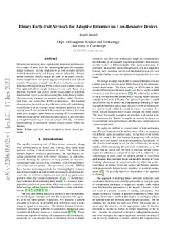 Binary Early-Exit Network for Adaptive Inference on Low-Resource Devices