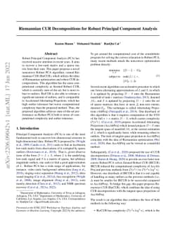 Riemannian CUR Decompositions for Robust Principal Component Analysis