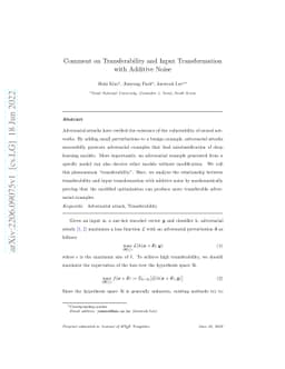 Comment on Transferability and Input Transformation with Additive Noise