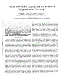 Secure Embedding Aggregation for Federated Representation Learning