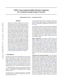 NISPA: Neuro-Inspired Stability-Plasticity Adaptation for Continual
  Learning in Sparse Networks