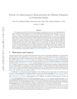 Pursuit of a Discriminative Representation for Multiple Subspaces via
  Sequential Games