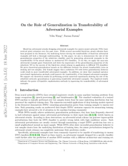 On the Role of Generalization in Transferability of Adversarial Examples