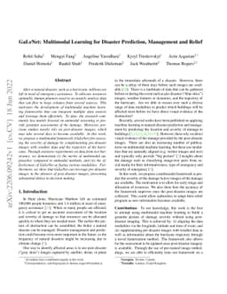 GaLeNet: Multimodal Learning for Disaster Prediction, Management and
  Relief