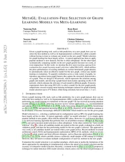 MetaGL: Evaluation-Free Selection of Graph Learning Models via
  Meta-Learning