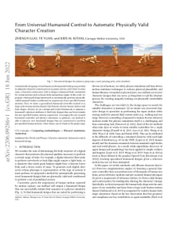 From Universal Humanoid Control to Automatic Physically Valid Character
  Creation