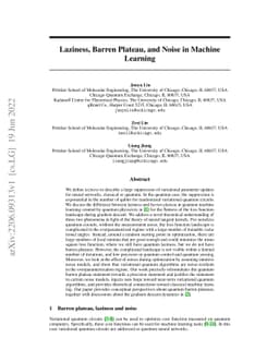 Laziness, Barren Plateau, and Noise in Machine Learning