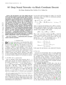 0/1 Deep Neural Networks via Block Coordinate Descent