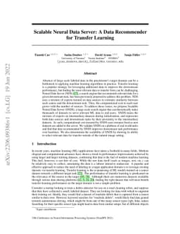 Scalable Neural Data Server: A Data Recommender for Transfer Learning
