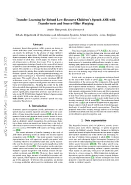 Transfer Learning for Robust Low-Resource Children's Speech ASR with
  Transformers and Source-Filter Warping