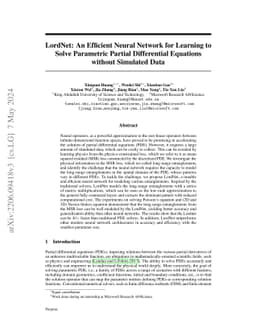 LordNet: An Efficient Neural Network for Learning to Solve Parametric
  Partial Differential Equations without Simulated Data