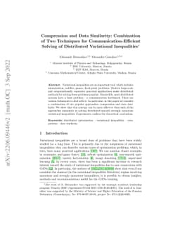 Compression and Data Similarity: Combination of Two Techniques for
  Communication-Efficient Solving of Distributed Variational Inequalities