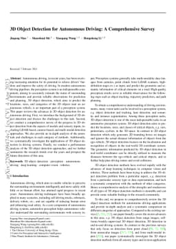 3D Object Detection for Autonomous Driving: A Comprehensive Survey