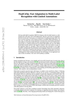 DualCoOp: Fast Adaptation to Multi-Label Recognition with Limited
  Annotations