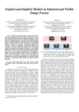 Explicit and implicit models in infrared and visible image fusion
