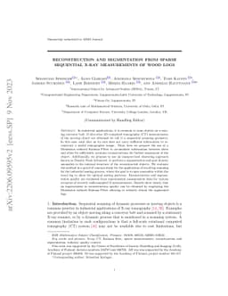 Reconstruction and segmentation from sparse sequential X-ray
  measurements of wood logs