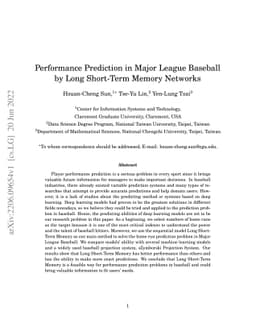 Performance Prediction in Major League Baseball by Long Short-Term
  Memory Networks