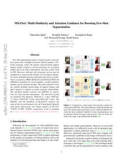 MSANet: Multi-Similarity and Attention Guidance for Boosting Few-Shot
  Segmentation