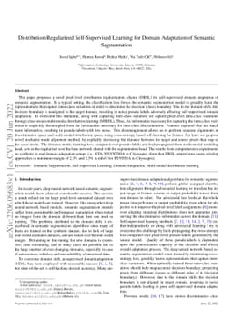 Distribution Regularized Self-Supervised Learning for Domain Adaptation
  of Semantic Segmentation