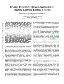 Towards Perspective-Based Specification of Machine Learning-Enabled
  Systems