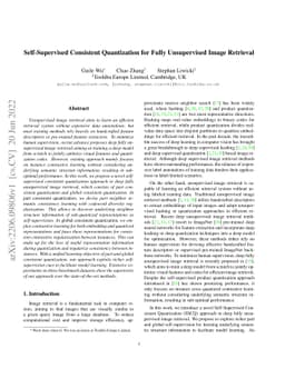 Self-Supervised Consistent Quantization for Fully Unsupervised Image
  Retrieval