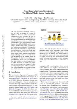 Fewer Errors, but More Stereotypes? The Effect of Model Size on Gender
  Bias