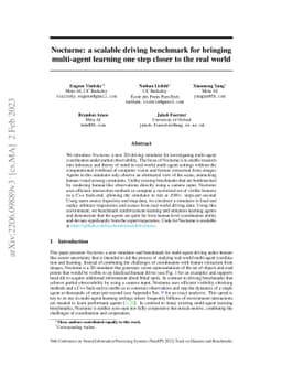 Nocturne: a scalable driving benchmark for bringing multi-agent learning
  one step closer to the real world