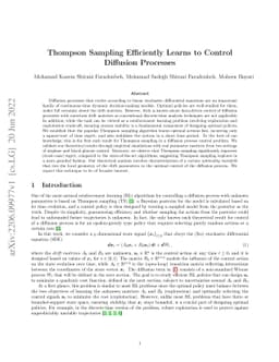 Thompson Sampling Efficiently Learns to Control Diffusion Processes